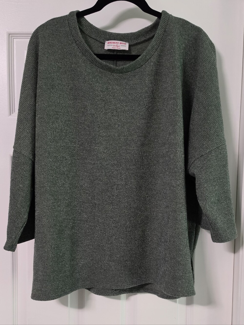 DISCOUNT DIVAS Olive Green Knit Top, 3X